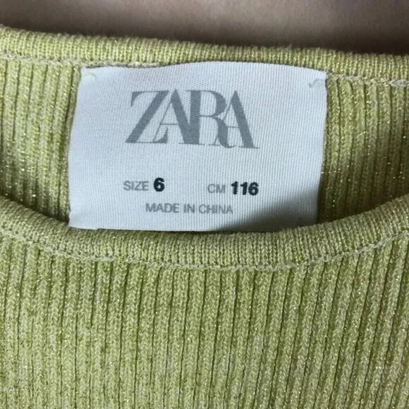 ZARA Polka Dot Puff Sleeve Metallic Rib Top Size 6 - Picture 4 of 7